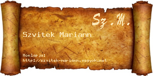 Szvitek Mariann névjegykártya
